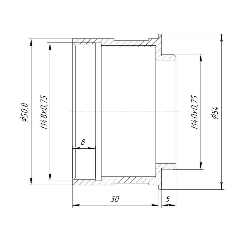 2 inch to M40x0.75 male thread adapter for Copal #1