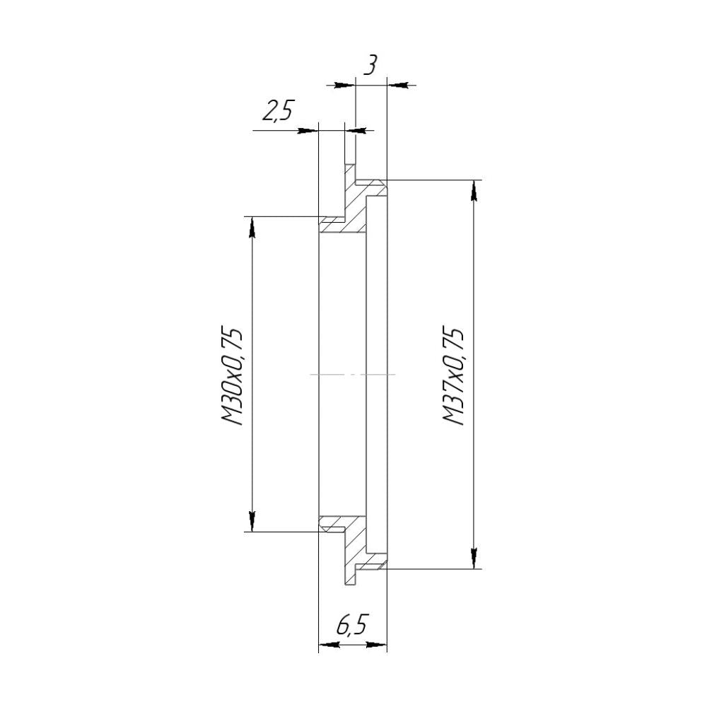 M37x0.75 male to M30x0.75 male thread adapter