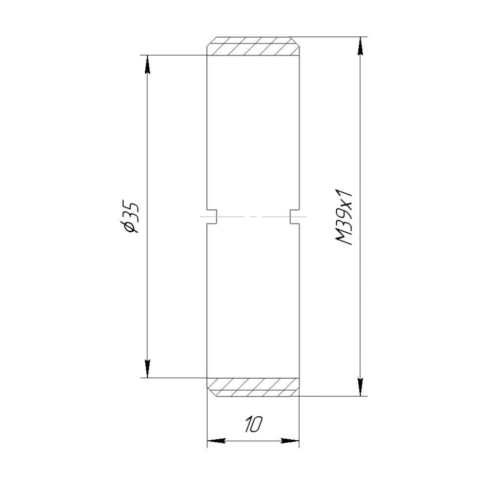 M39x1 male thread tube, 10mm long