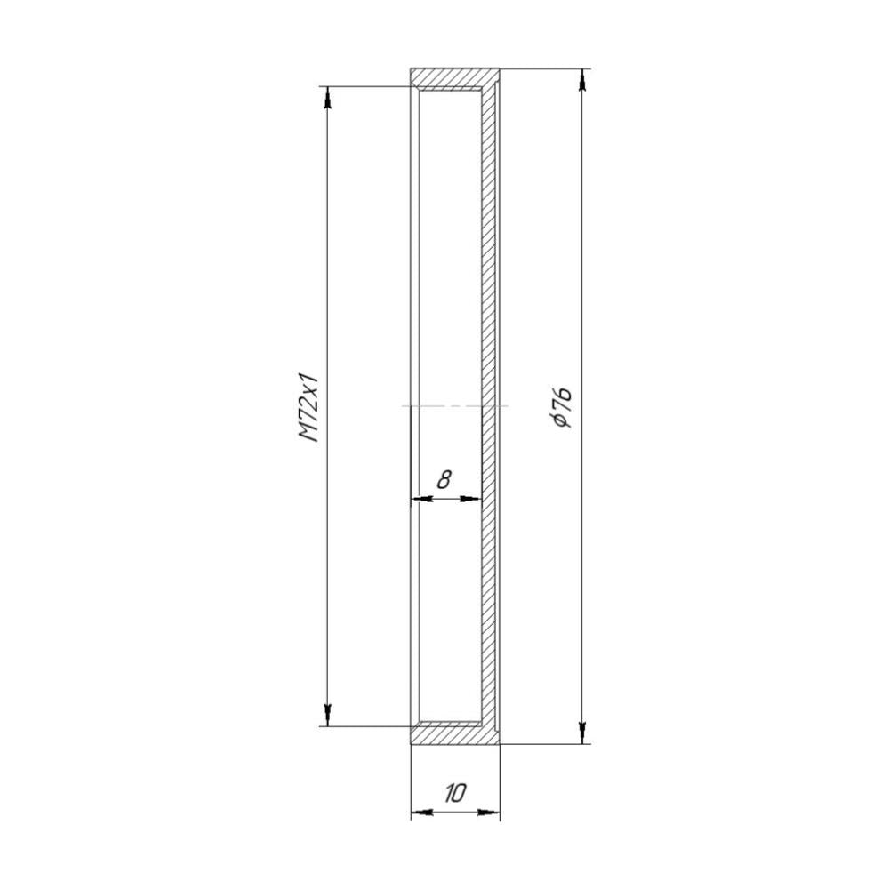 Screw-on cap with M72x1 female thread, 8mm deep