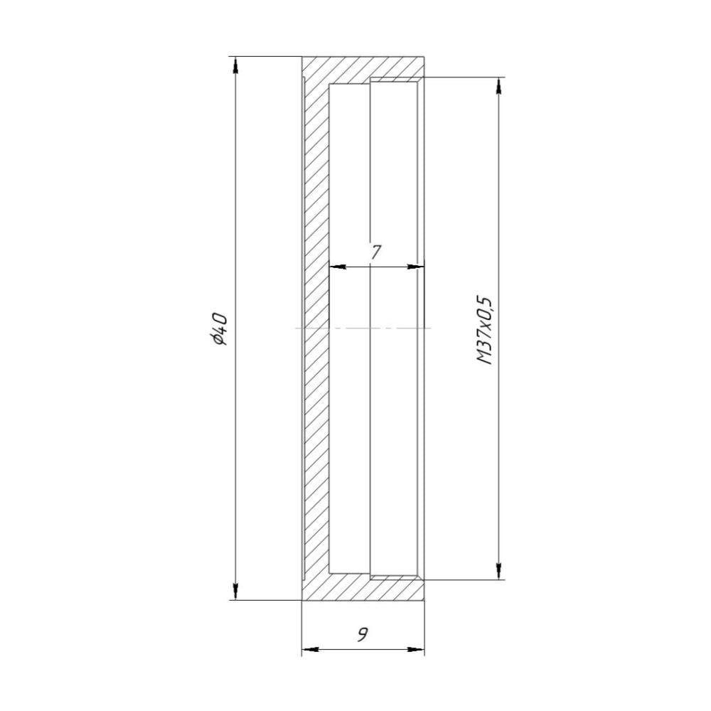 Screw-on cap with M37x0.5 female thread, 7mm deep