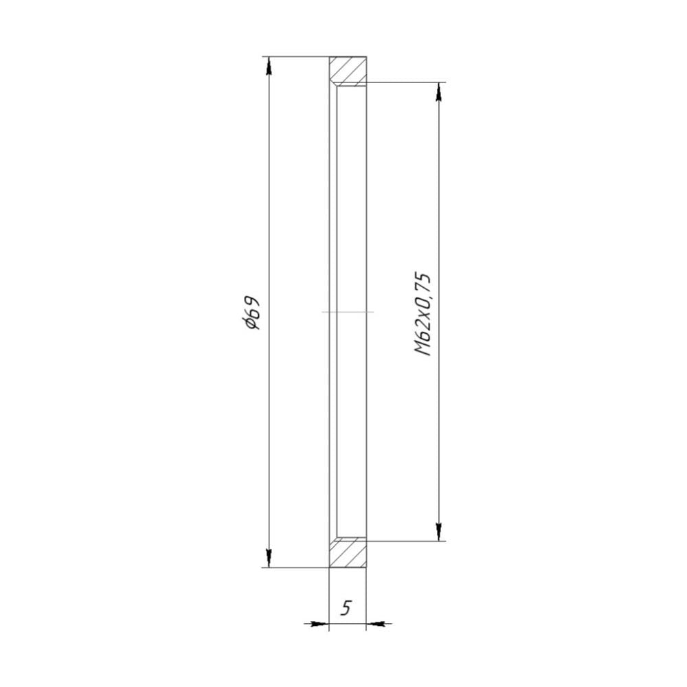 M62x0.75 female thread coupler (retaining ring), 5mm long