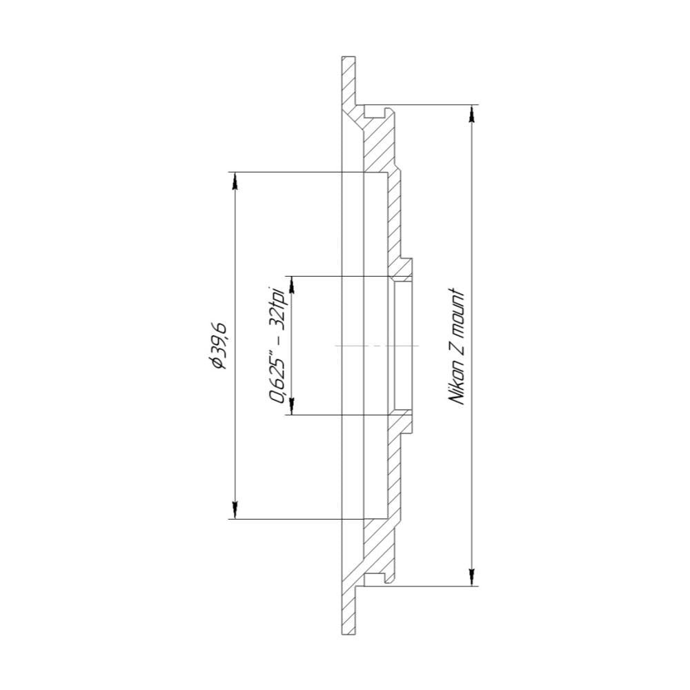 D-mount lens to Nikon Z camera mount adapter, flat