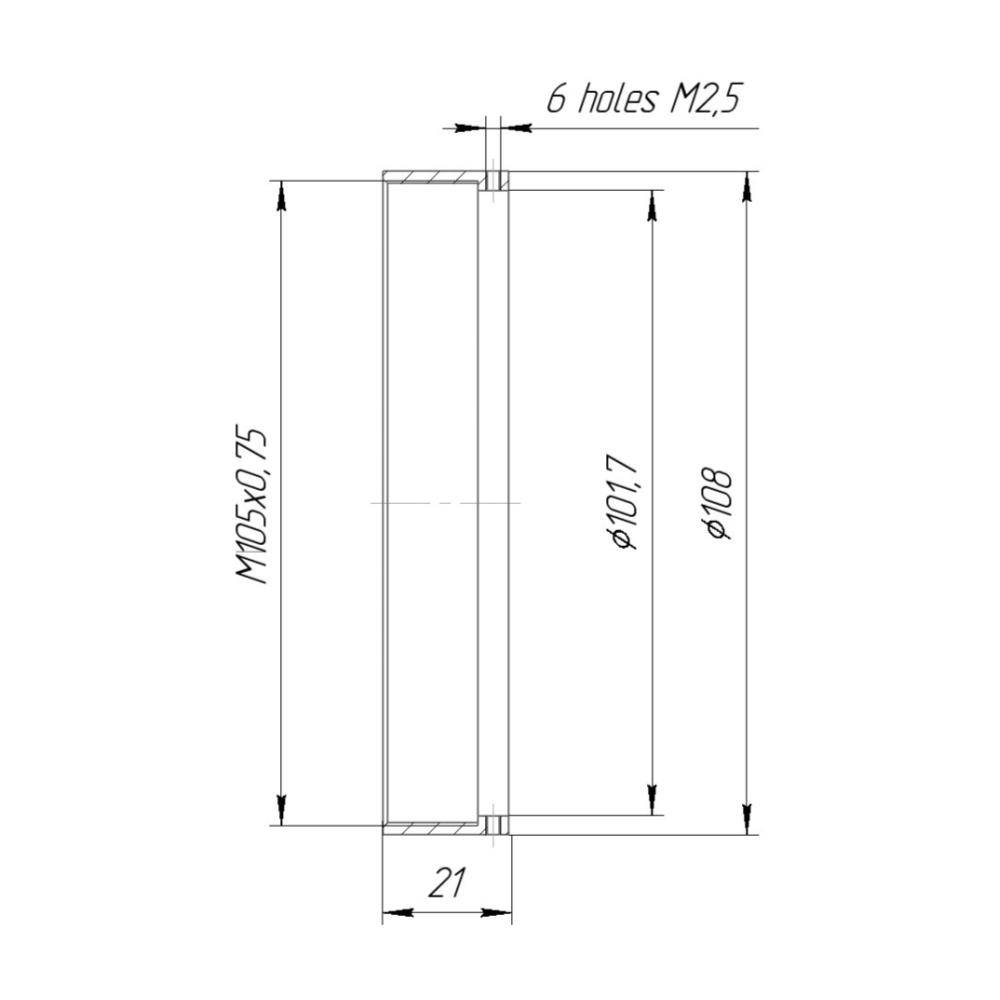 101.7mm clamp to M105x0.75 female thread adapter