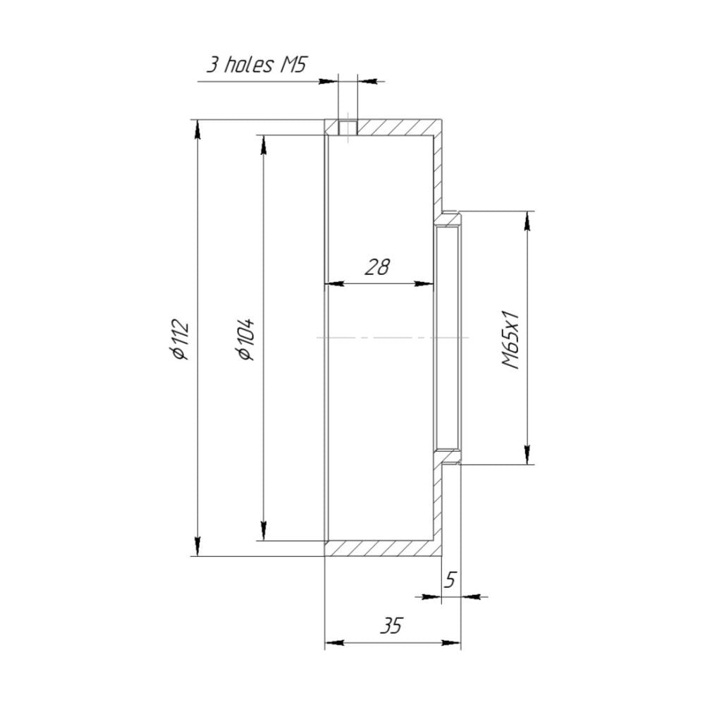 104mm clamp to M65x1 male thread adapter for LOMO projection lenses