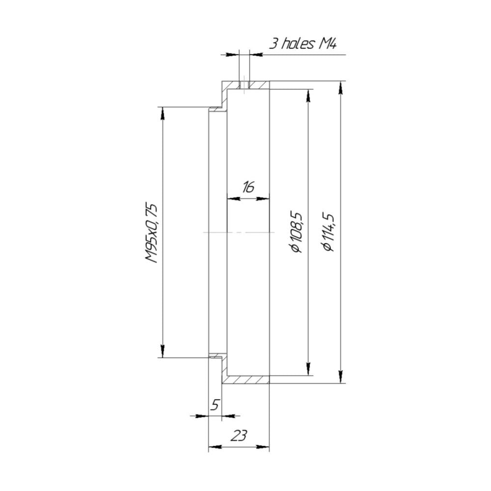 108.5mm clamp to M95x0.75 male thread adapter for ISCO Kiptron-Anamorphic MC 2x