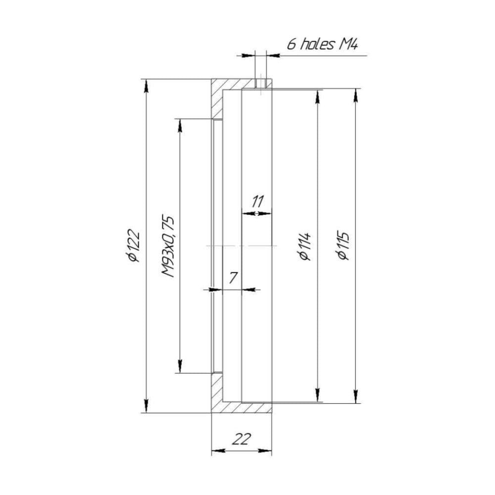 114mm clamp to M93x0.75 female thread adapter