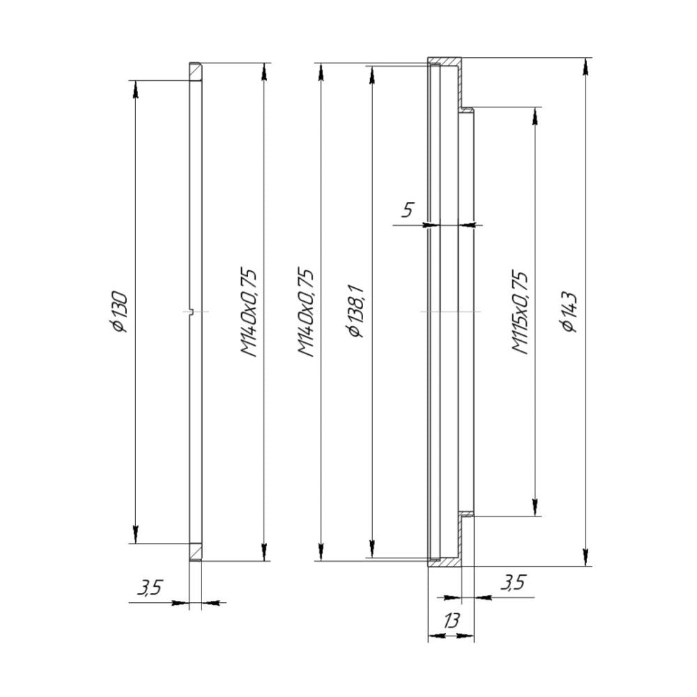 138mm clamp (filter holder) with M115x0.75 male thread