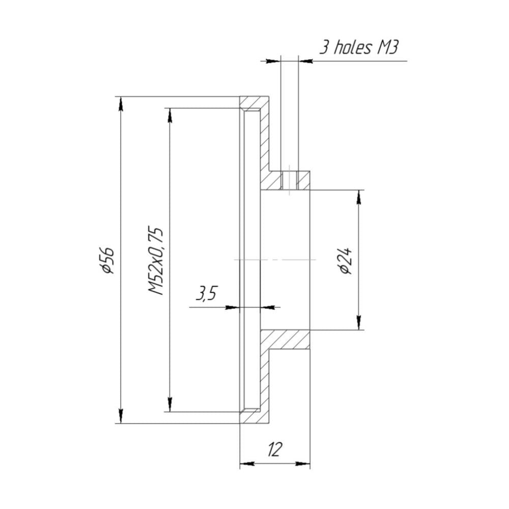 24mm clamp to M52x0.75 female thread adapter
