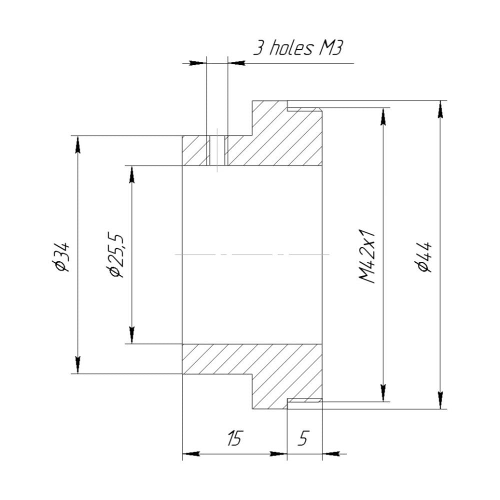 25.5mm clamp to M42x1 male thread adapter for helicoids