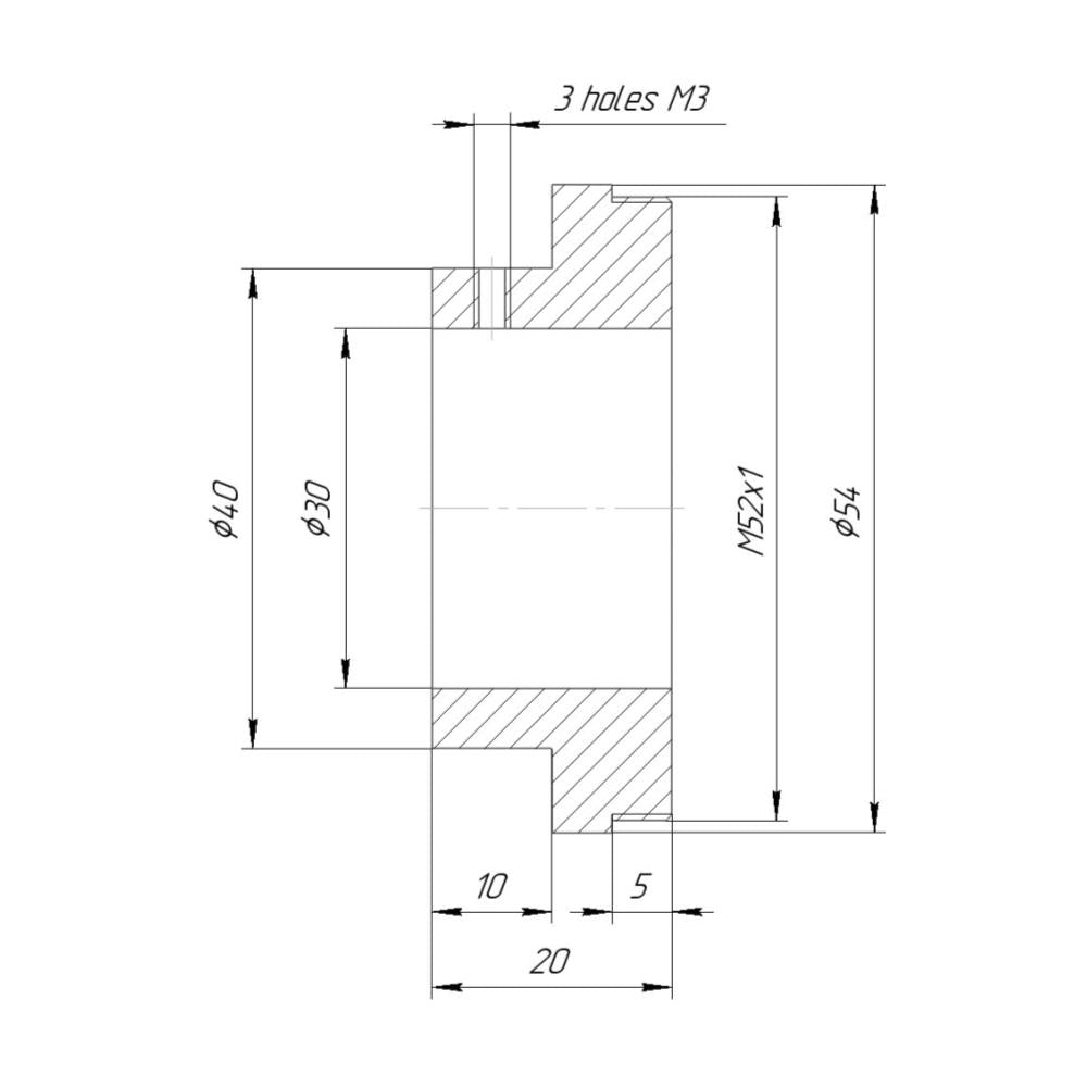 30mm clamp to M52x1 male thread adapter for helicoids