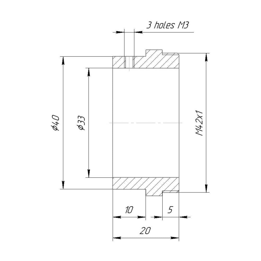 33mm clamp to M42x1 male thread adapter for helicoids