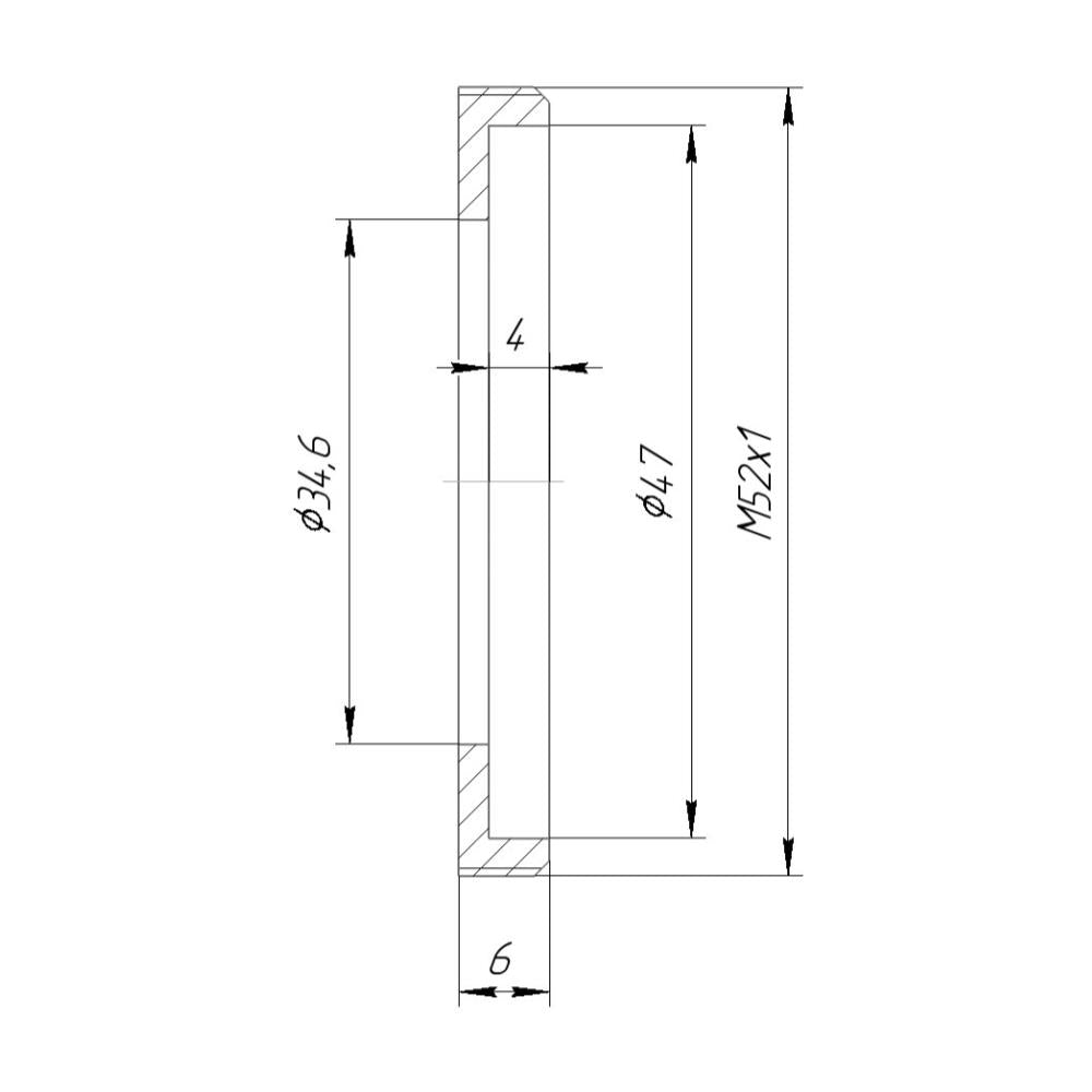 34.6mm bore to M52x1 male thread adapter for shutters, short