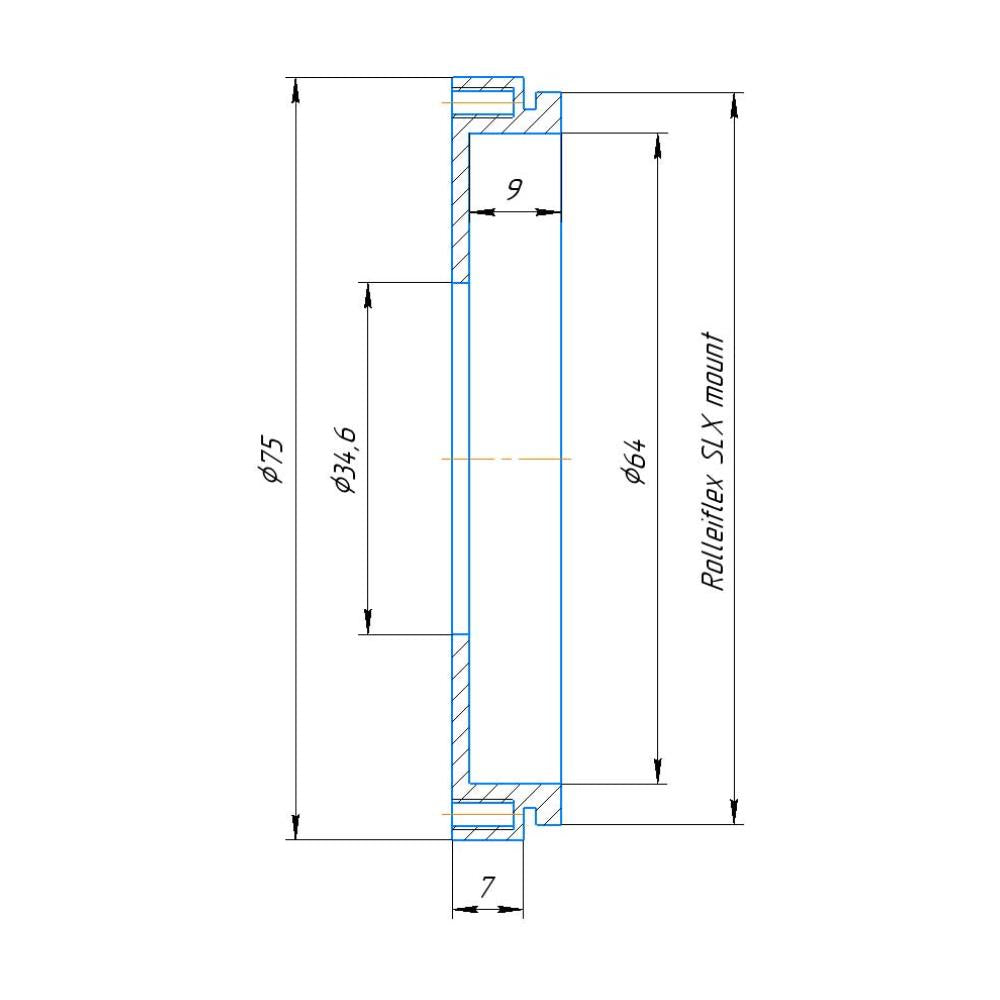 34.8mm bore to Rolleiflex SLX mount adapter for #0 shutters