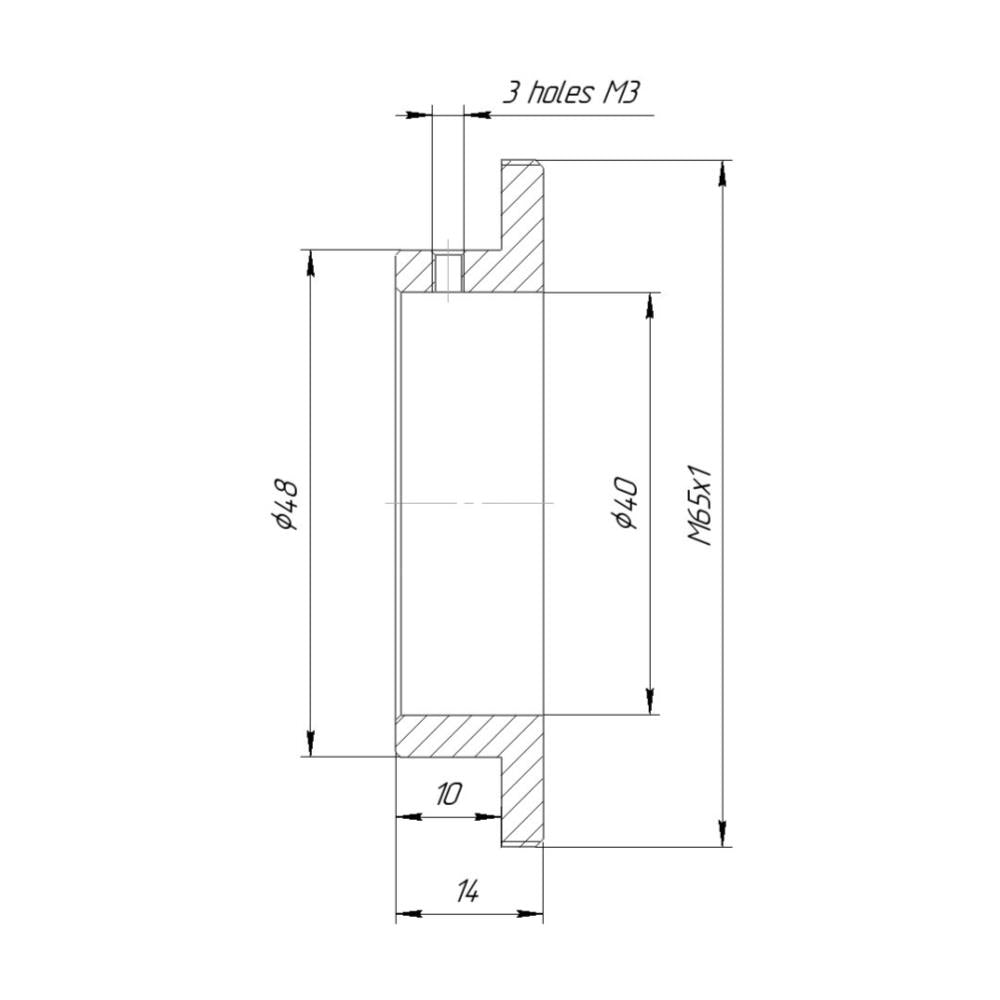 40mm clamp to M65x1 male thread adapter for helicoids