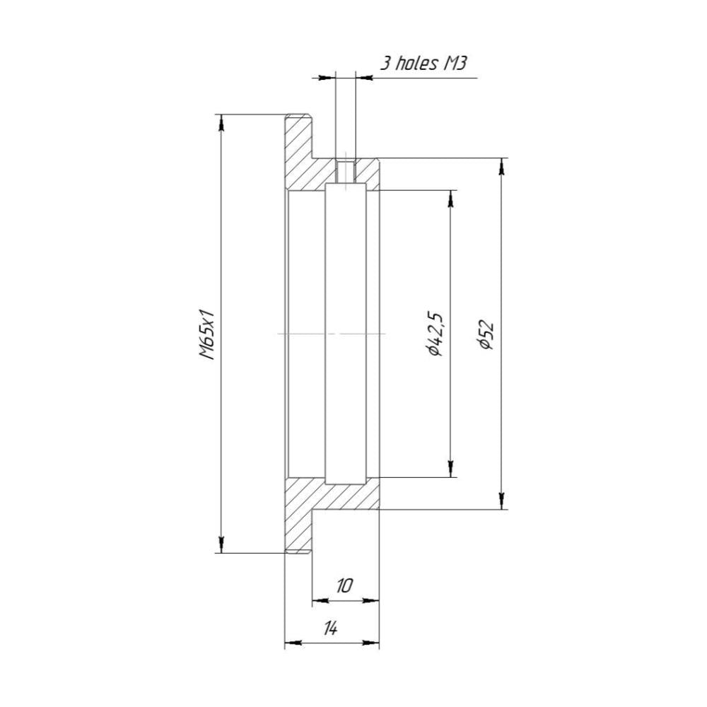 42.5mm clamp to M65x1 male thread adapter for helicoids