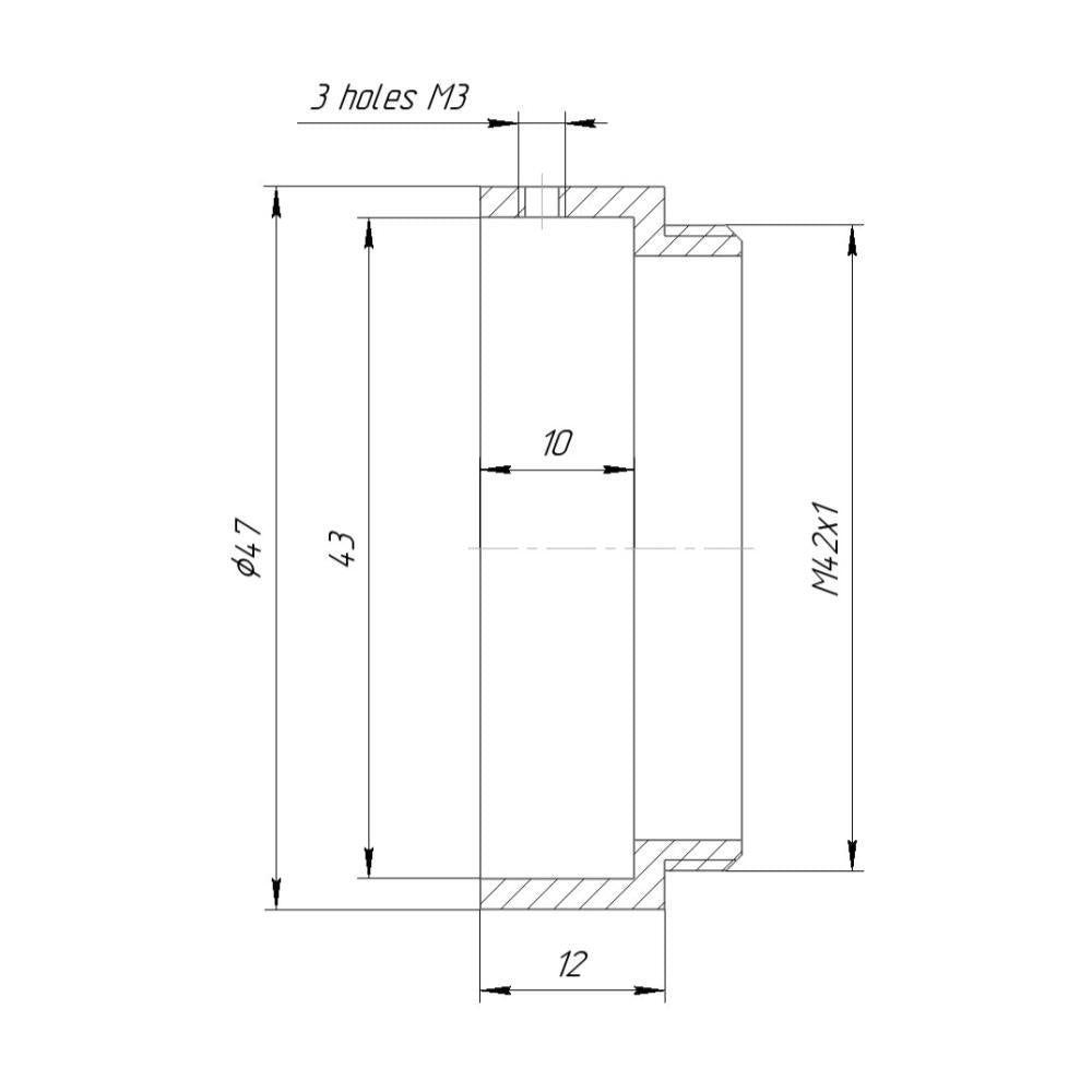 43mm clamp to M42x1 male thread adapter