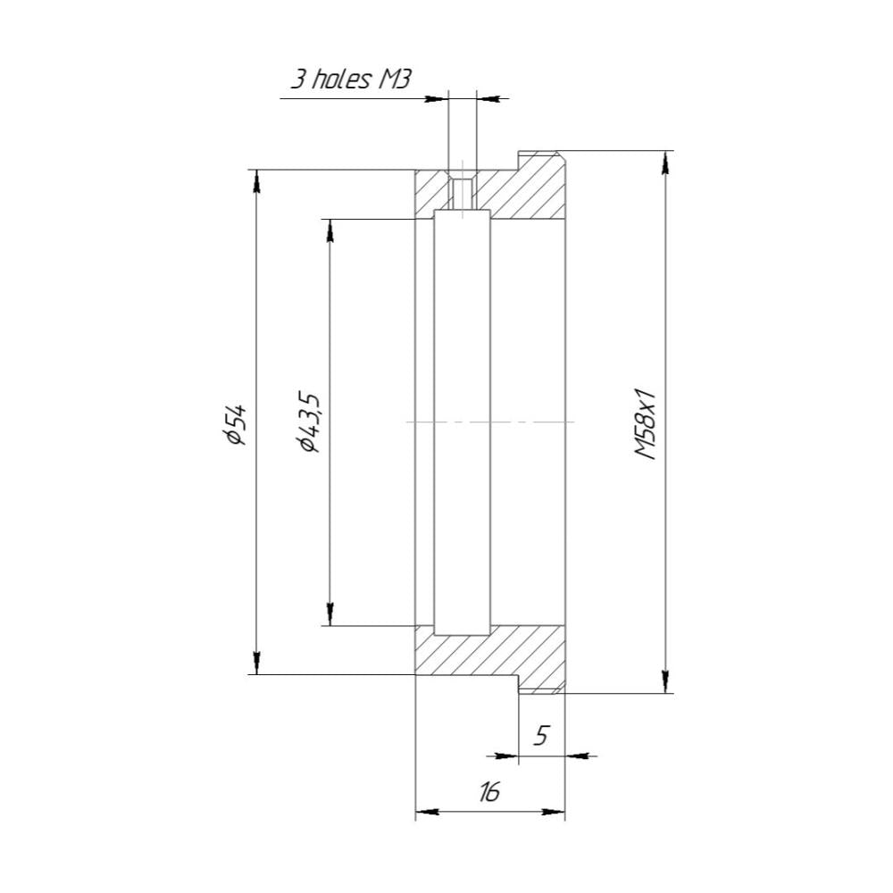 43.5mm clamp to M58x1 male thread adapter for helicoids
