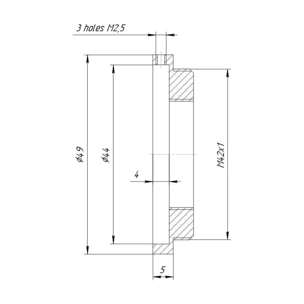 44mm clamp to M42x1 male thread adapter for M-Componon 4/28mm lens