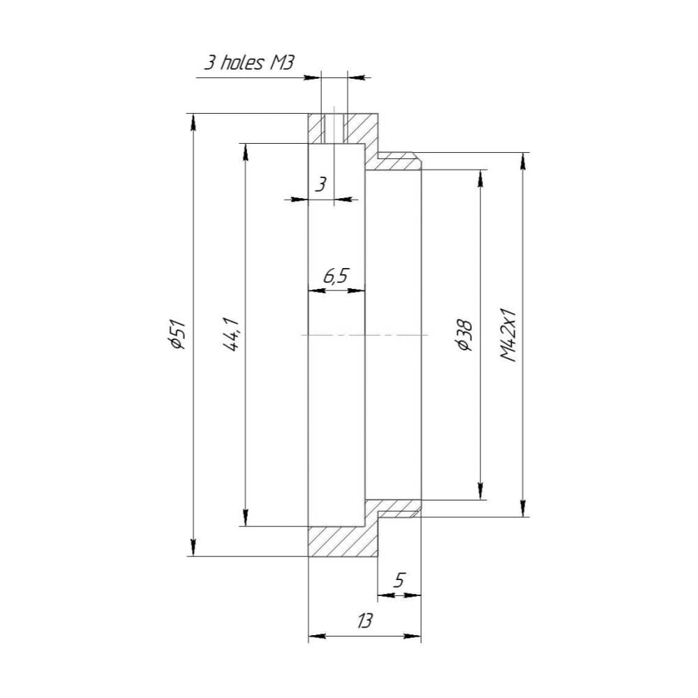 44mm clamp to M42x1 male thread adapter