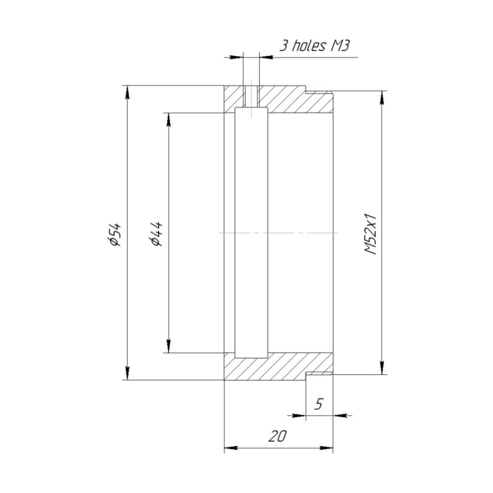 44mm clamp to M52x1 male thread adapter for helicoids
