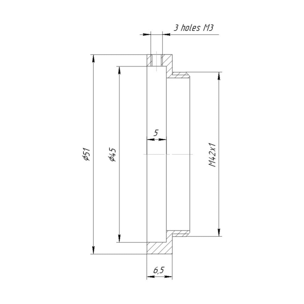 45mm clamp to M42x1 male thread adapter