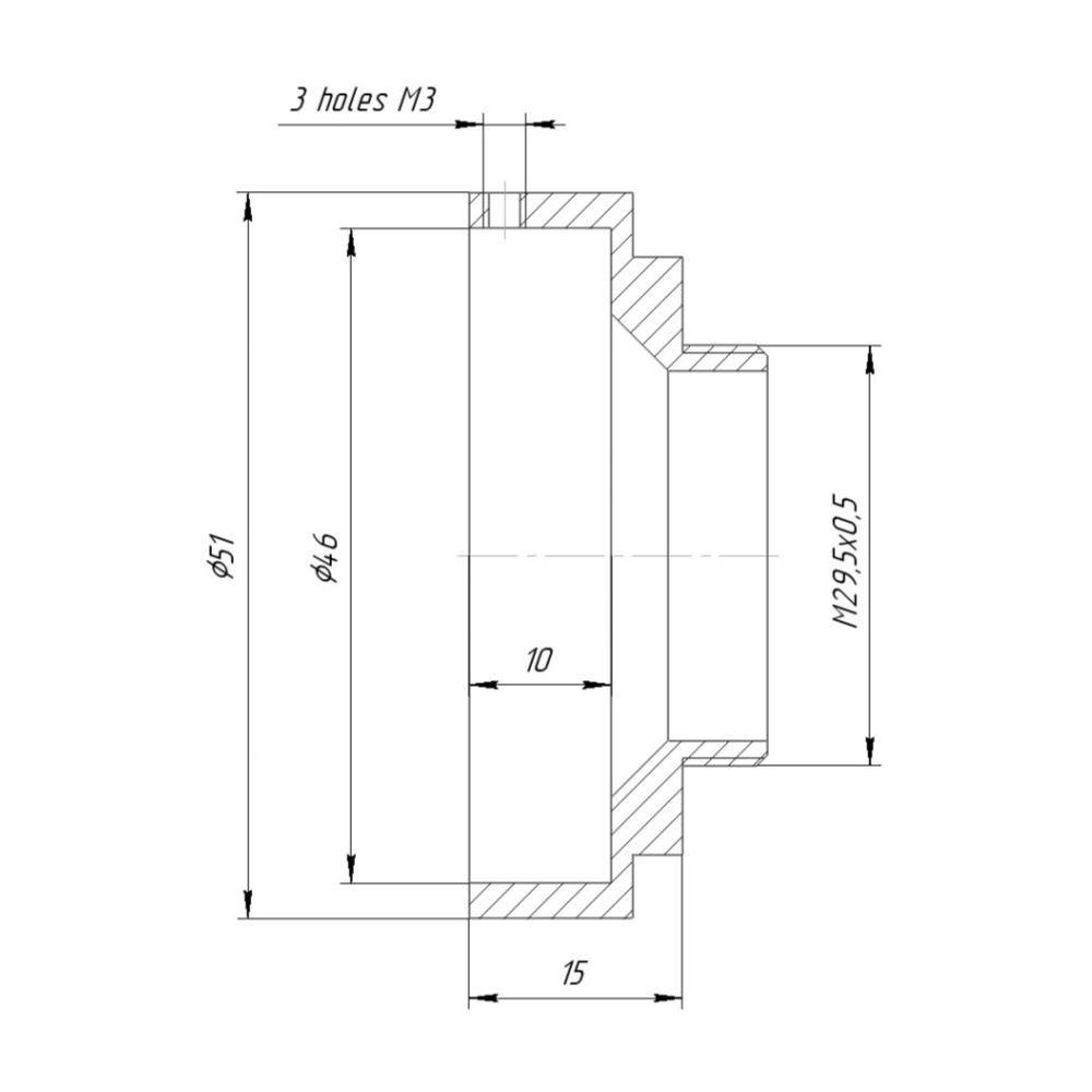 46mm clamp to M29.5x0.5 male thread adapter