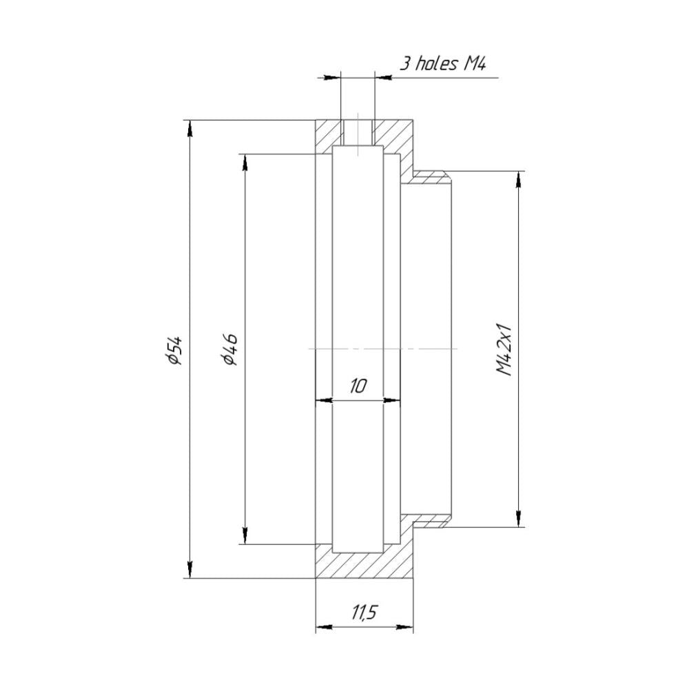 46mm clamp to M42x1 male thread adapter for Linos inspec.x 105mm lens