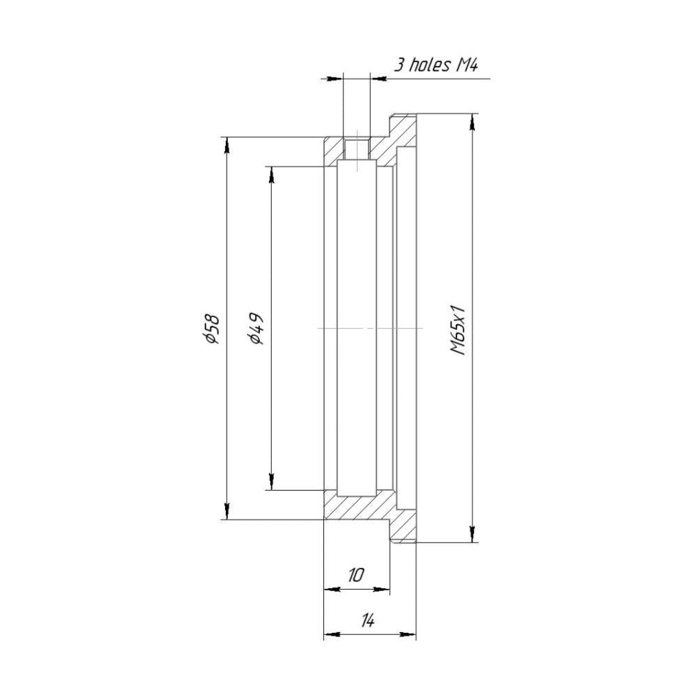 49mm clamp to M65x1 male thread adapter