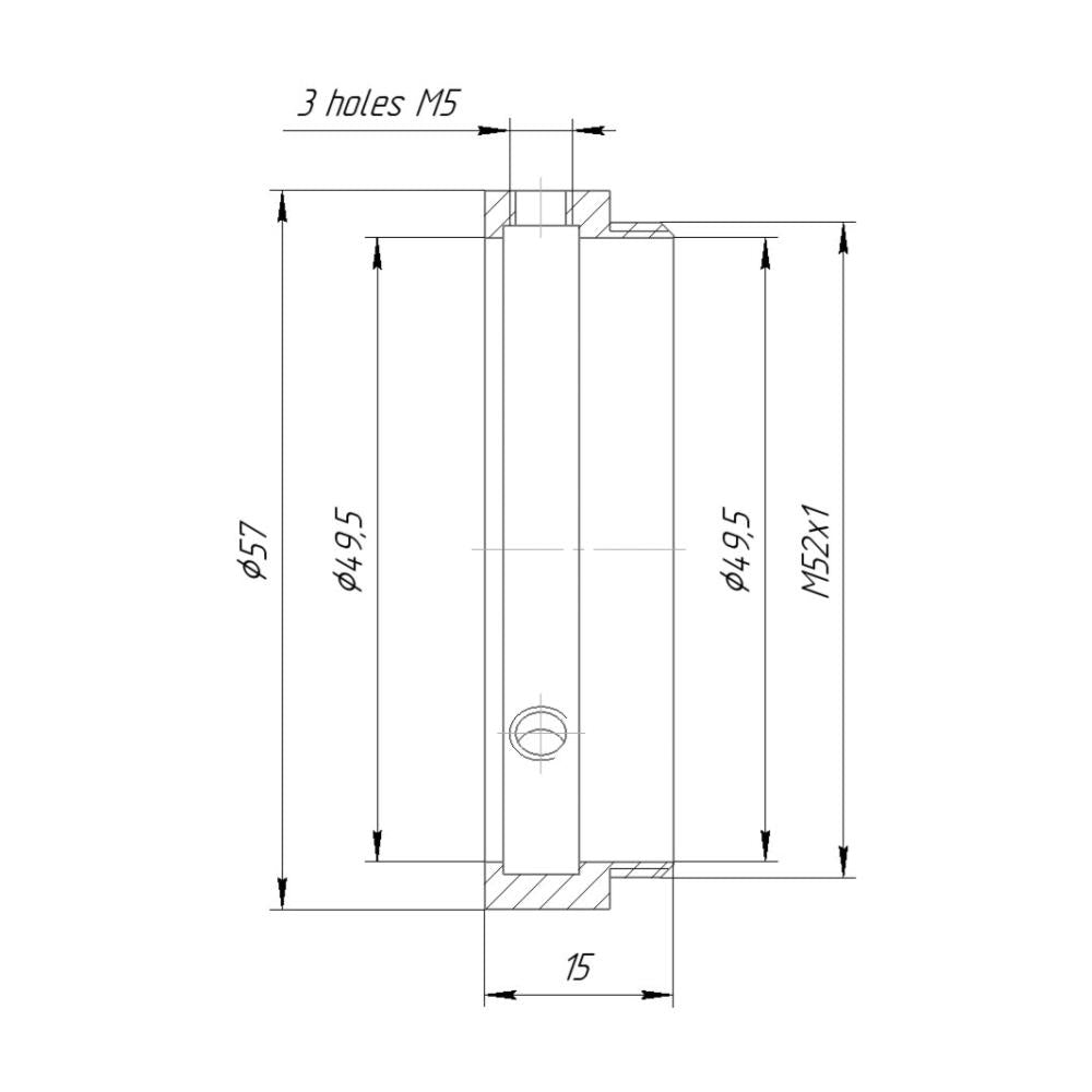 49.5mm clamp to M52x1 male thread adapter