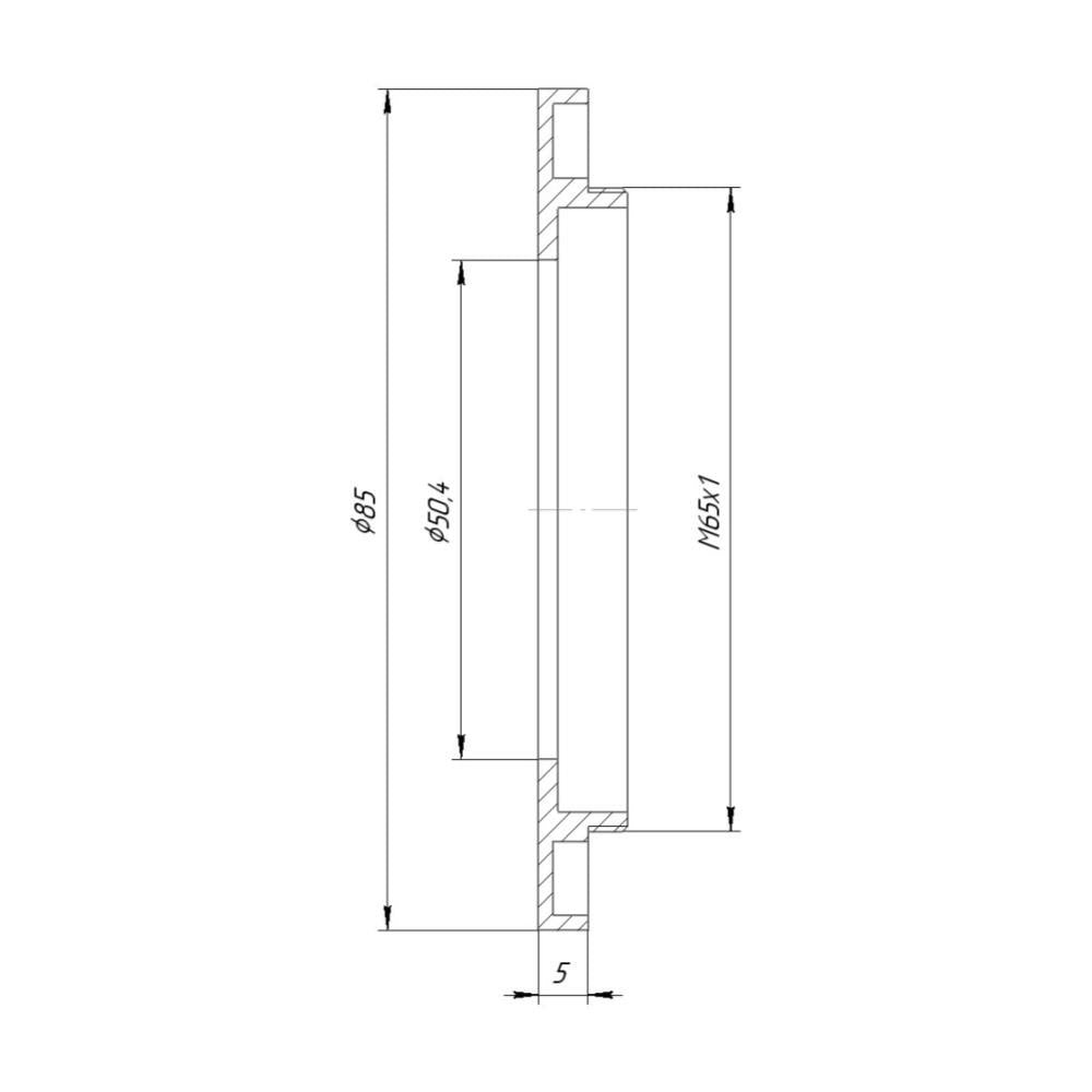 50.4mm bore to M65x1 male thread adapter for Ilex #3 shutters, wide
