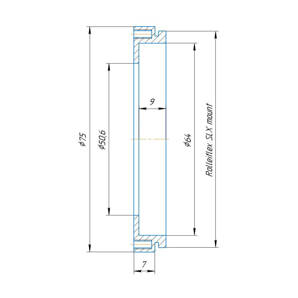 50.6mm bore to Rolleiflex SLX mount adapter for Ilex #3 shutters