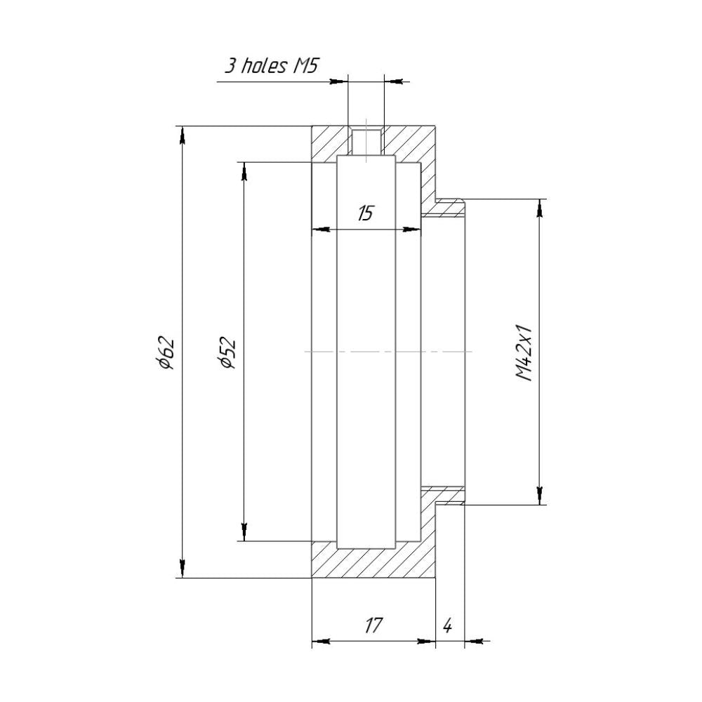 52mm clamp to M42x1 male thread adapter