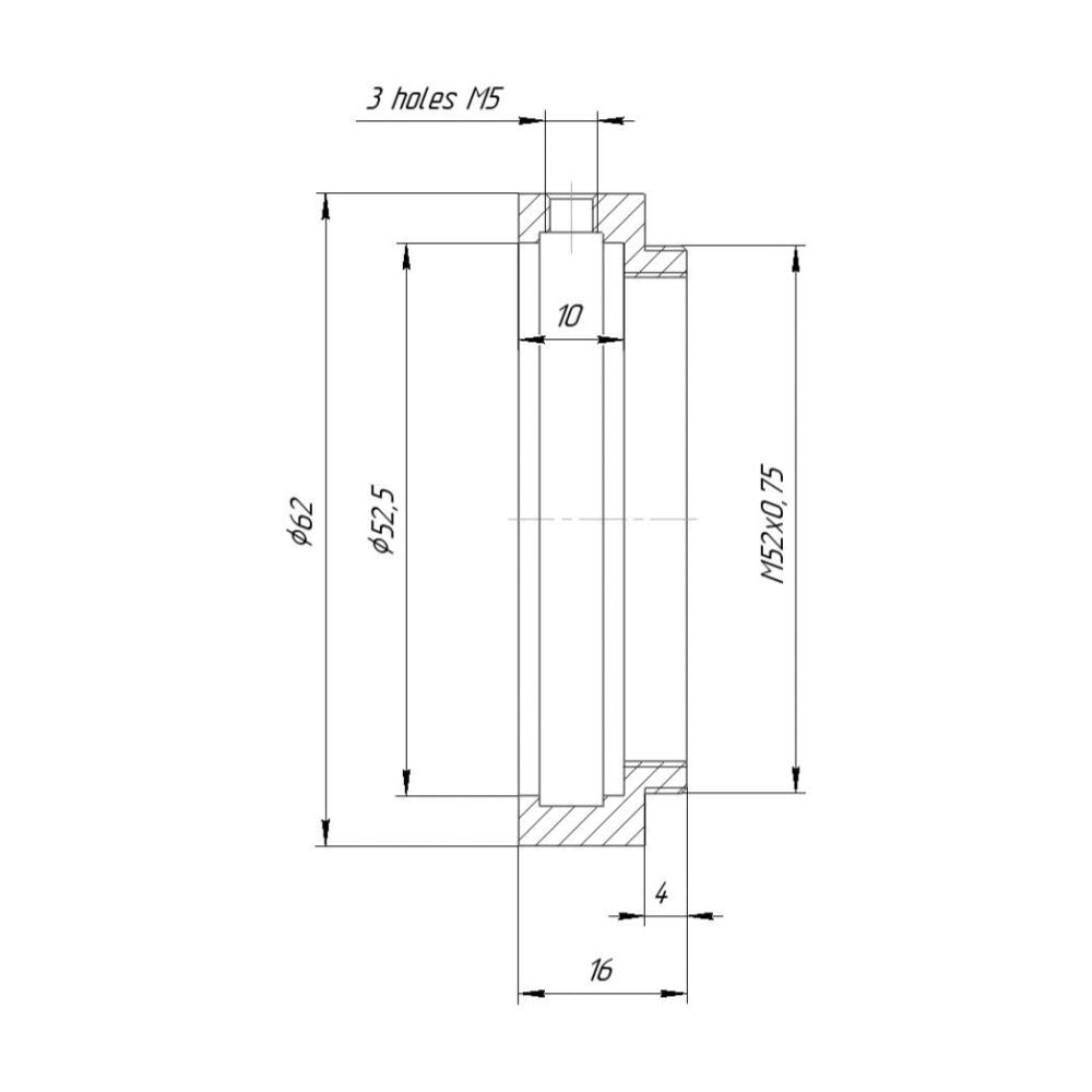 52.5mm clamp to M52x0.75 male thread adapter (for ISCO Ultrastar)