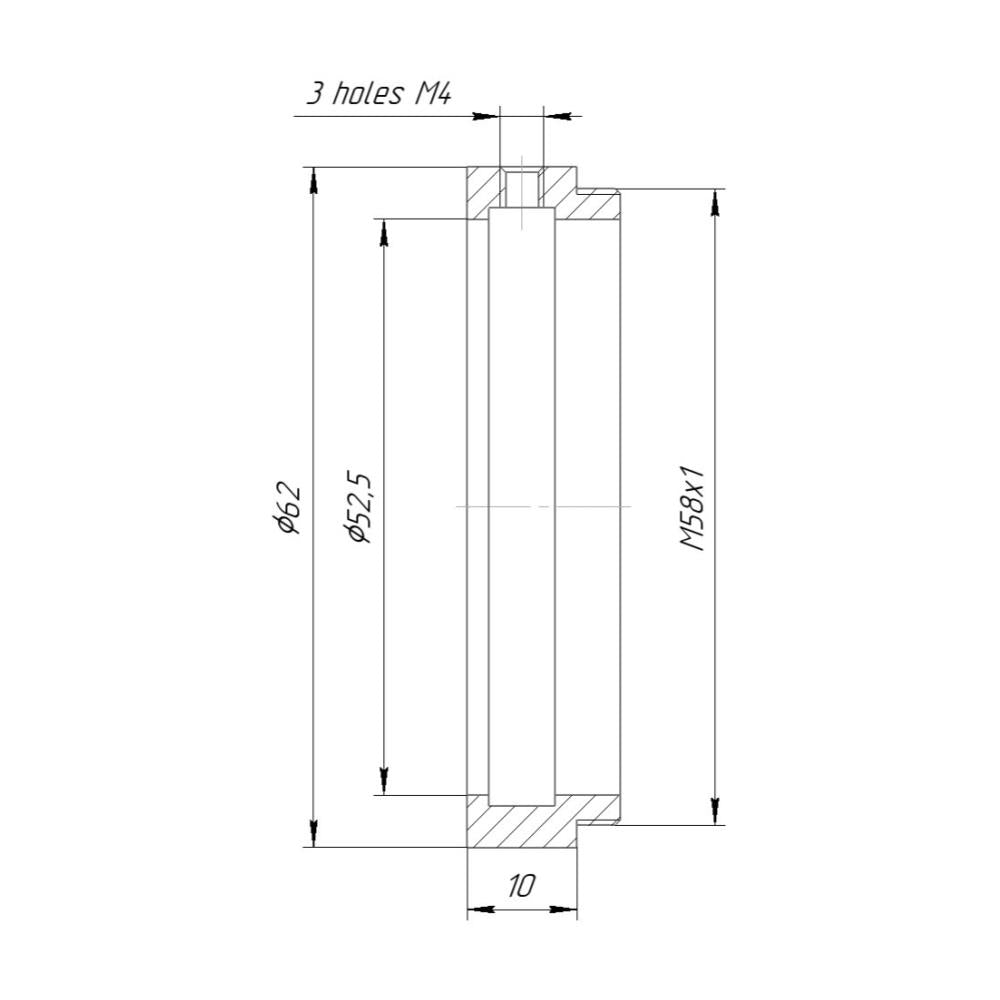 52.5mm clamp to M58x1 male thread adapter for helicoids