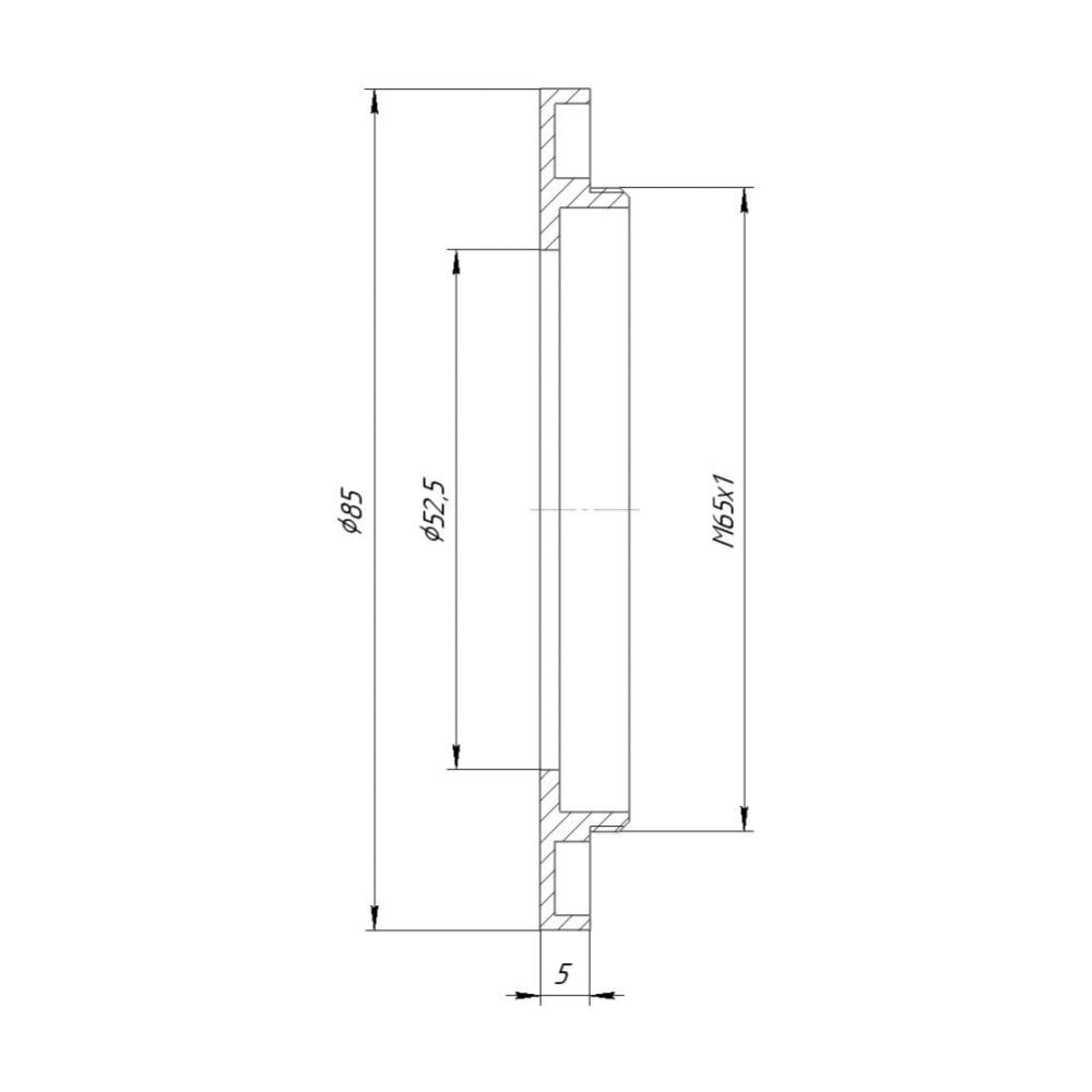52.5mm bore to M65x1 male thread adapter for Compur #2 shutters, wide