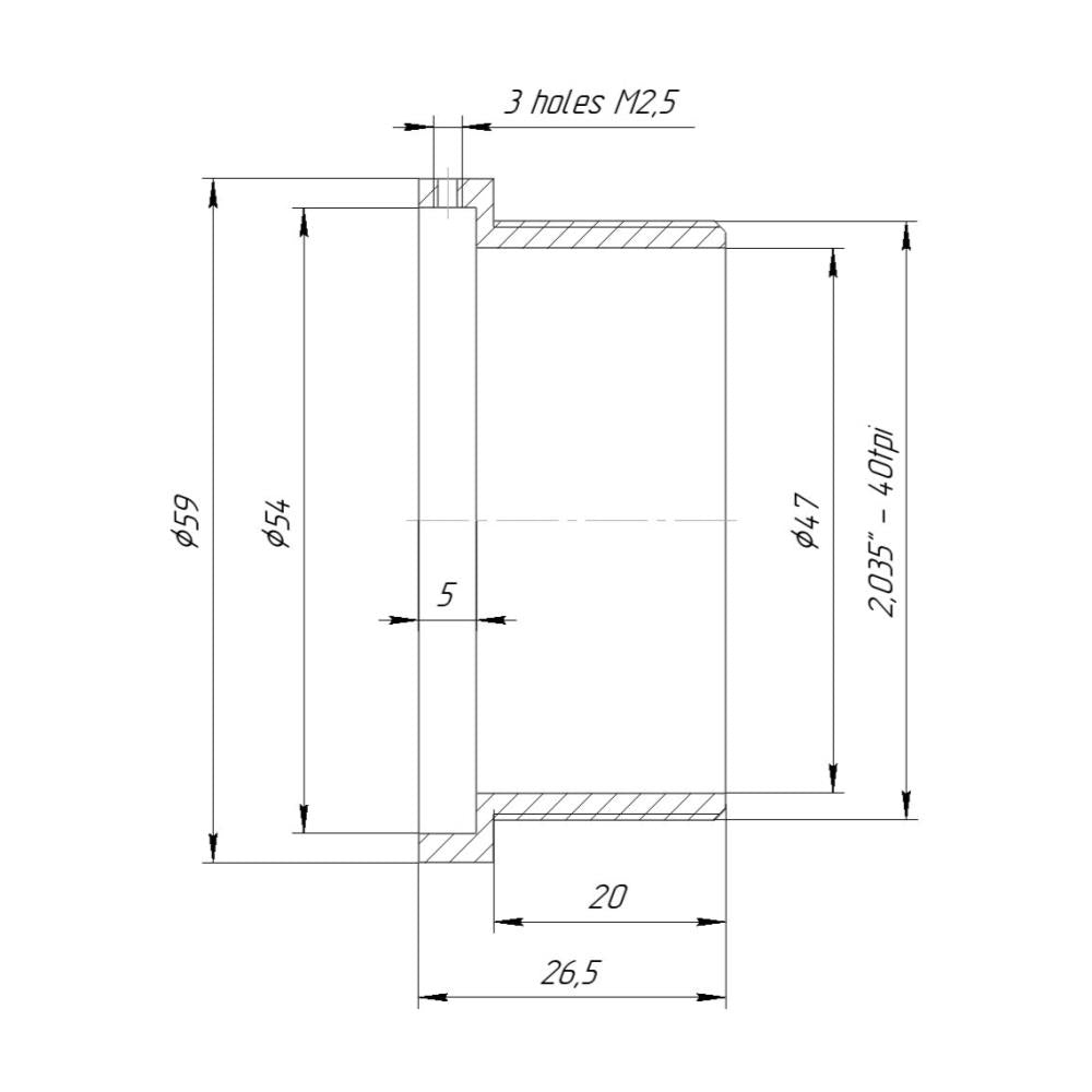 54mm clamp to SM2 male thread adapter