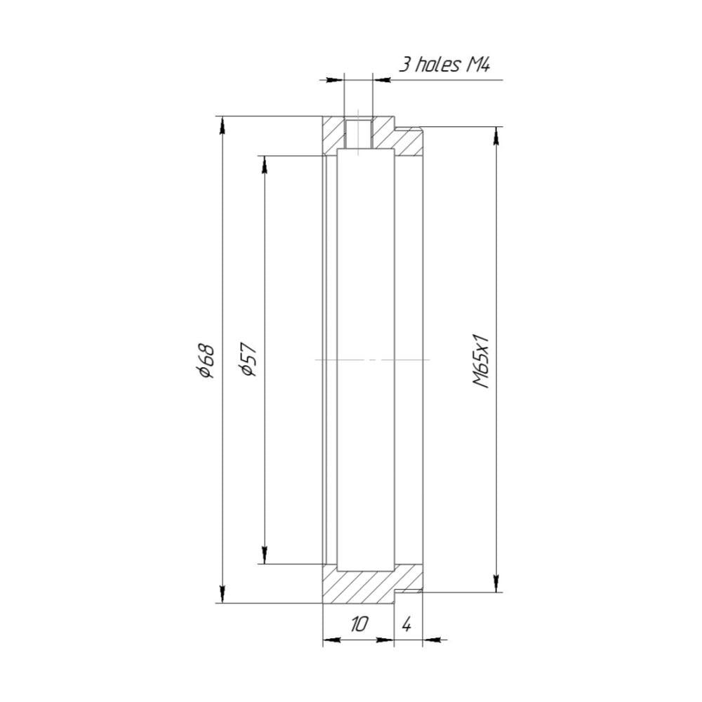 57mm clamp to M65x1 male thread adapter for helicoids
