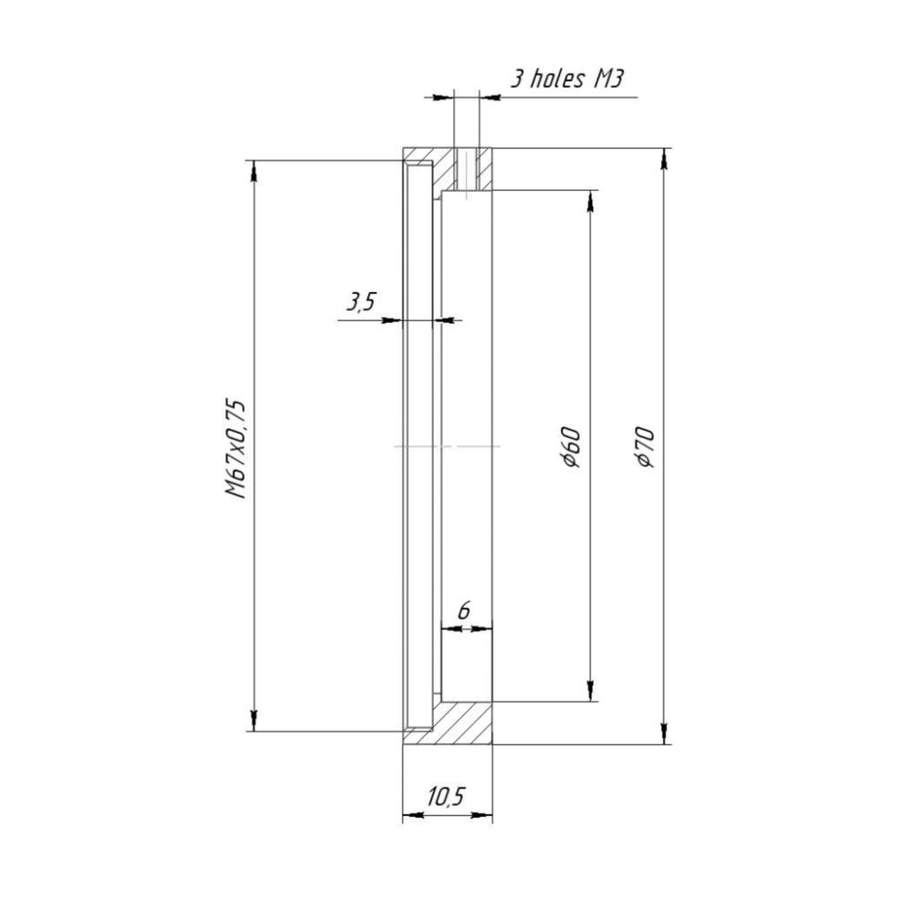 60mm clamp to M67x0.75 female thread for Kowa 16-D lens