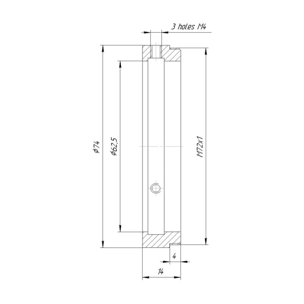 62.5mm clamp to M72x1 male thread adapter