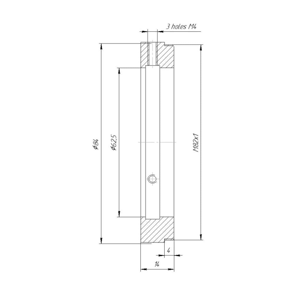 62.5mm clamp to M82x1 male thread adapter