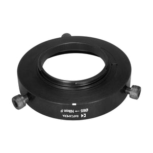 65mm clamp to Nikon F camera mount adapter