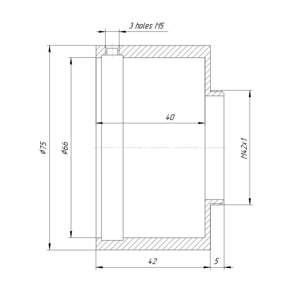 66mm clamp to M42x1 male thread adapter