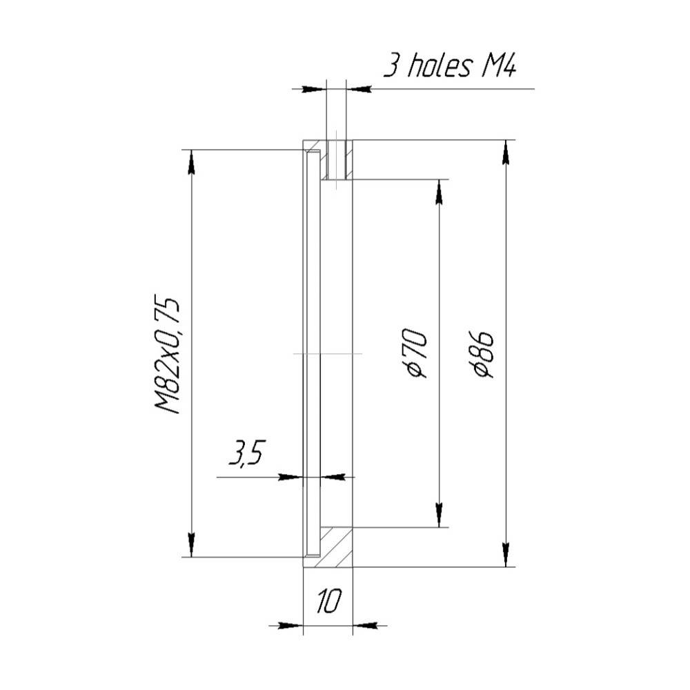 70mm clamp to M82x0.75 female thread adapter