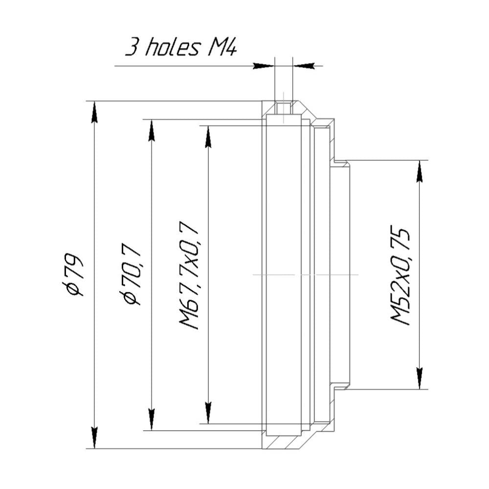 71mm clamp to M52x0.75 male thread adapter for Sankor 5E