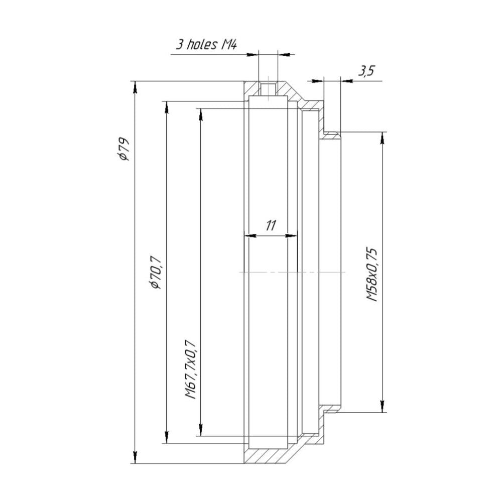 71mm clamp to M58x0.75 male thread adapter for Sankor 5E