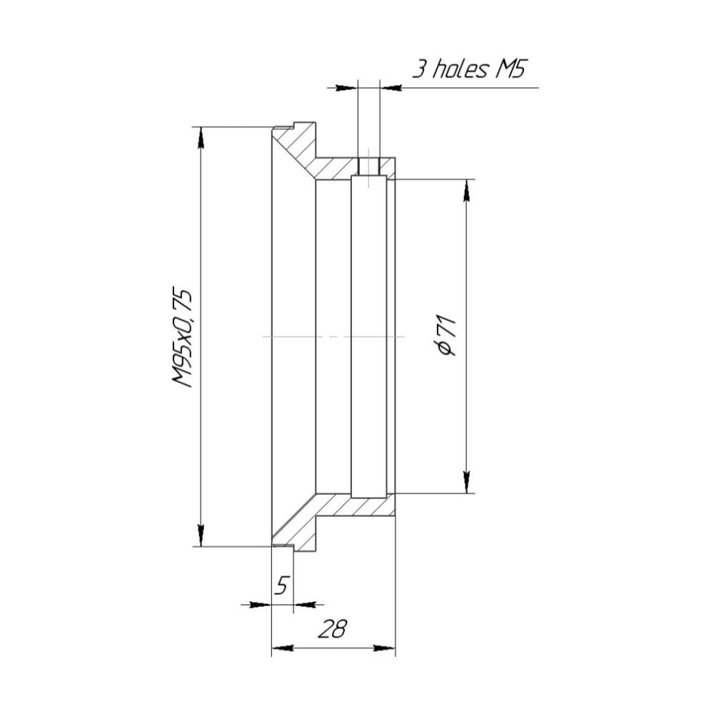 71mm clamp to M95x0.75 male thread adapter for Rapido FVD-35A