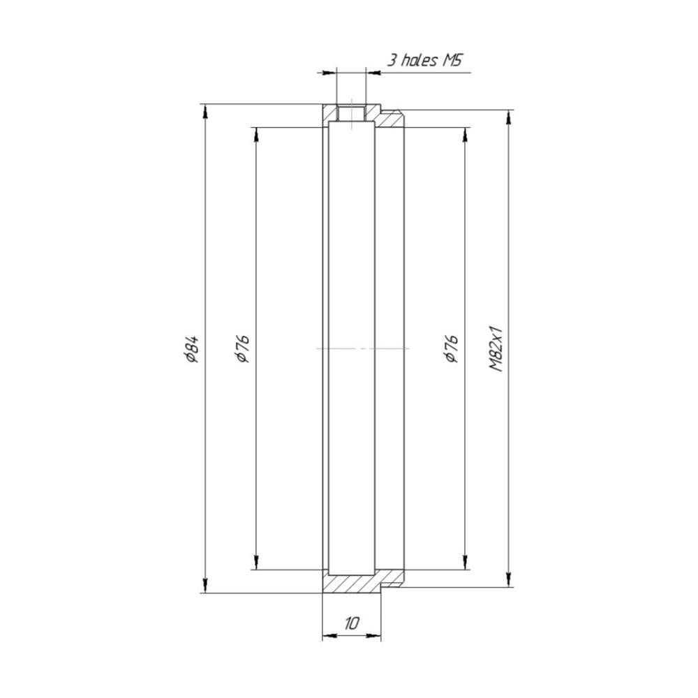 76mm clamp to M82x1 male thread adapter