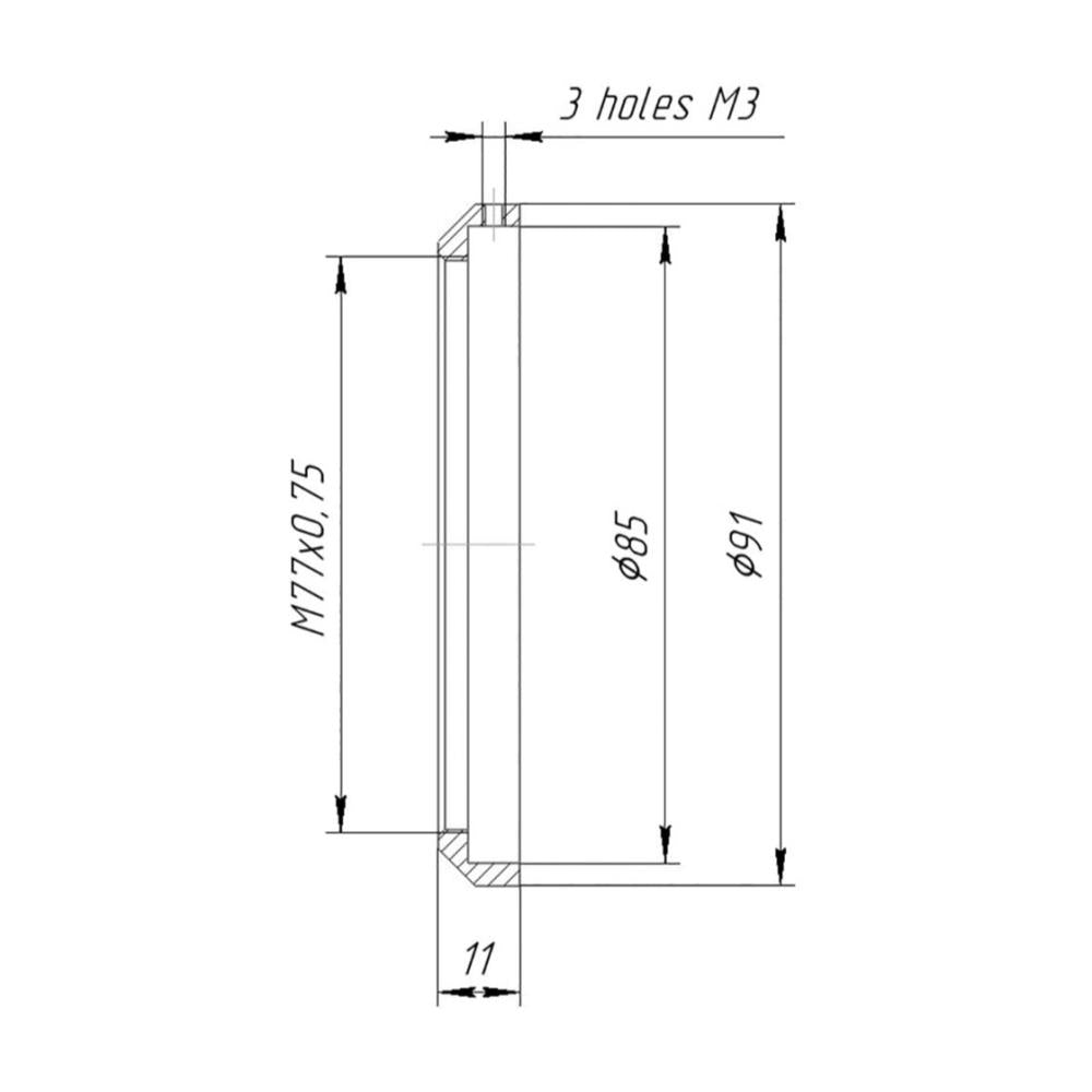 85mm clamp to M77x0.75 female thread adapter for ISCO
