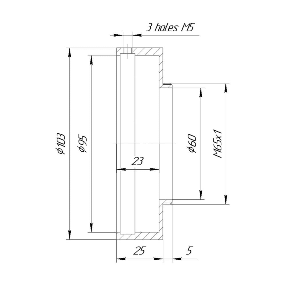 95mm clamp to M65x1 male thread adapter
